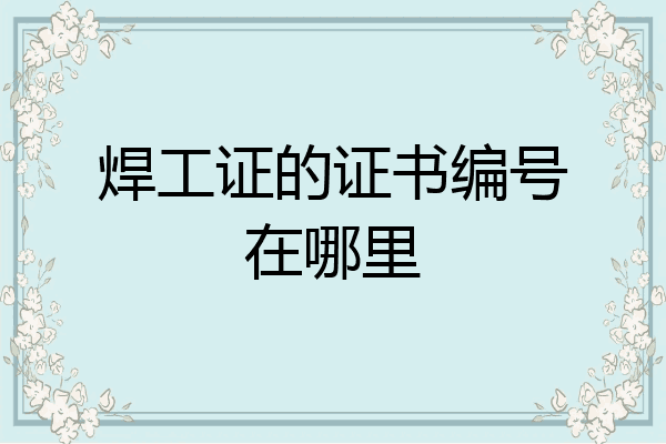 焊工证的证书编号在哪里