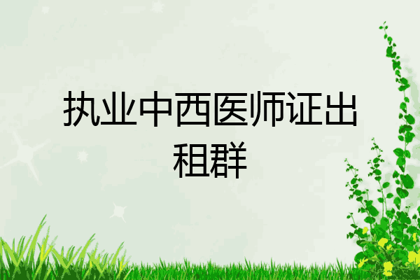 执业中西医师证出租群