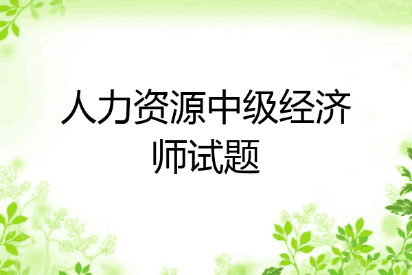 人力资源中级经济师试题