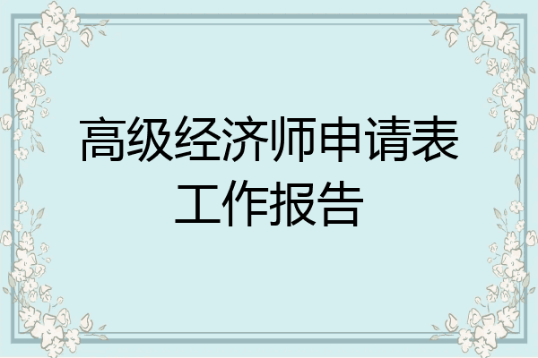 高级经济师申请表工作报告