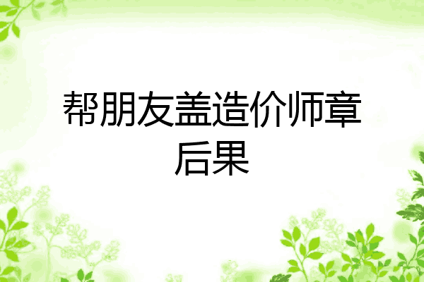 帮朋友盖造价师章后果