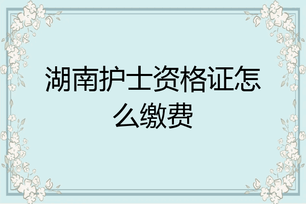 湖南护士资格证怎么缴费