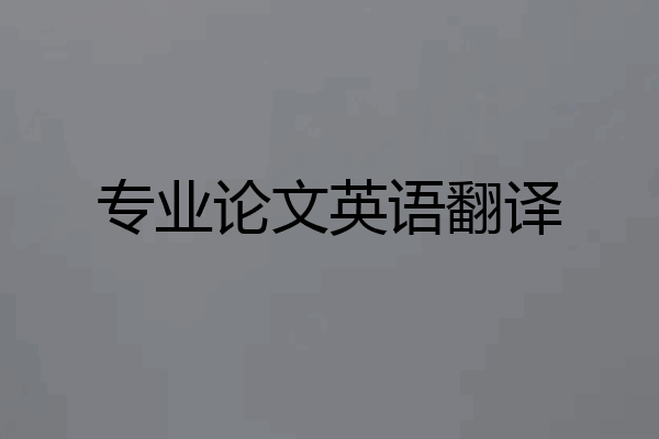 专业论文英语翻译