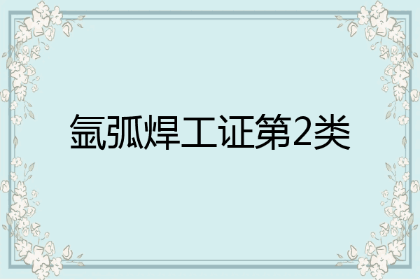 氩弧焊工证第2类