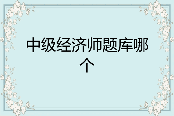 中级经济师题库哪个
