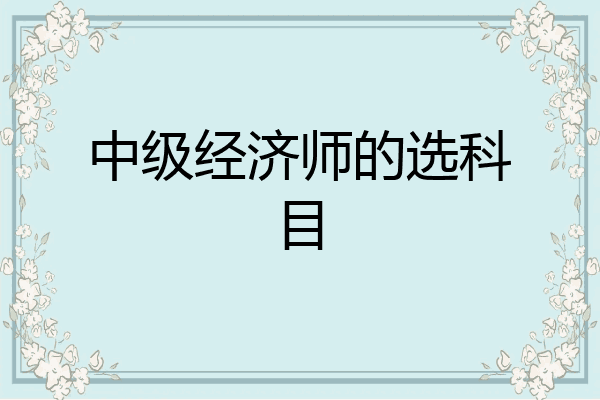 中级经济师的选科目