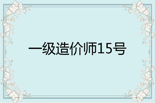 一级造价师15号