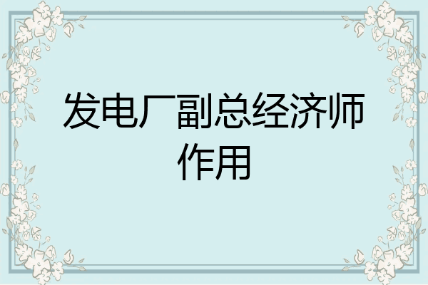 发电厂副总经济师作用
