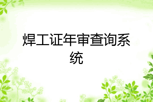 焊工证年审查询系统