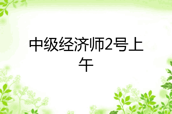 中级经济师2号上午