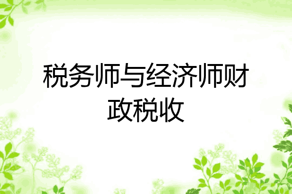 税务师与经济师财政税收