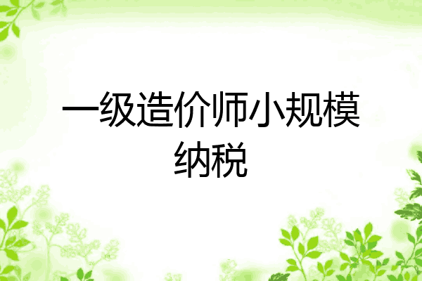 一级造价师小规模纳税