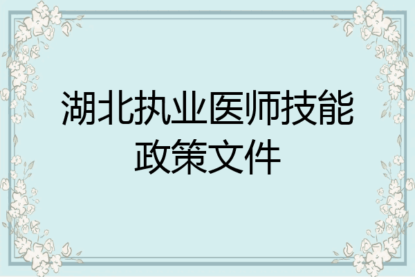 湖北执业医师技能政策文件