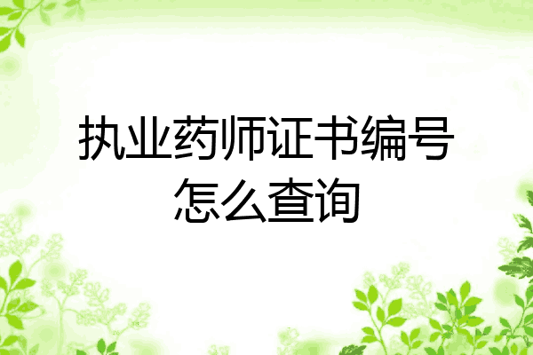 执业药师证书编号怎么查询