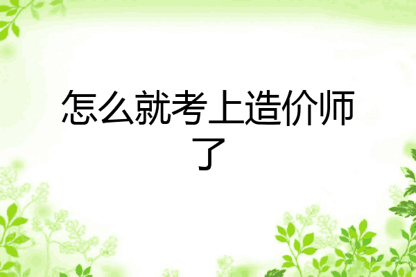 怎么就考上造价师了