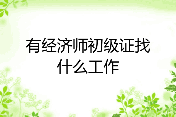 有经济师初级证找什么工作