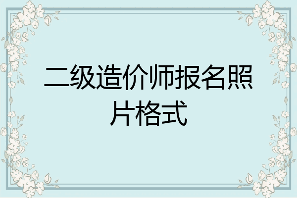 二级造价师报名照片格式