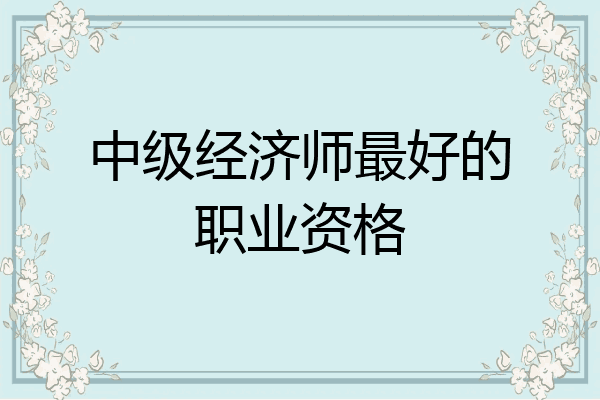 中级经济师最好的职业资格