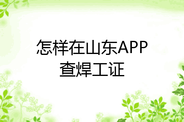怎样在山东APP查焊工证
