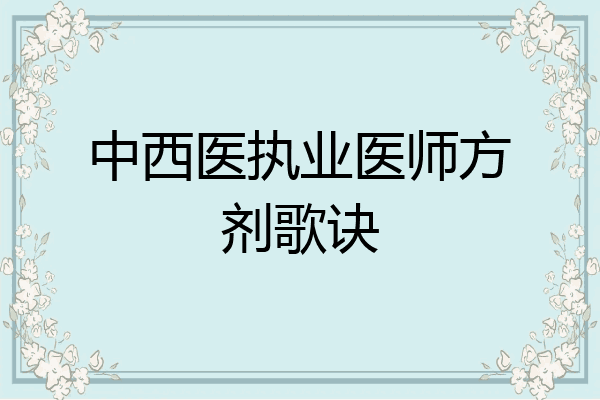 中西医执业医师方剂歌诀