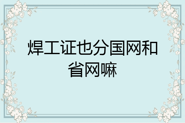 焊工证也分国网和省网嘛