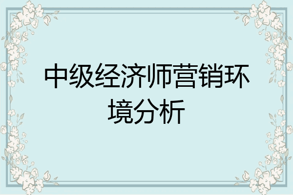 中级经济师营销环境分析