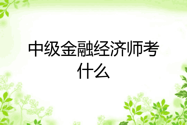 中级金融经济师考什么