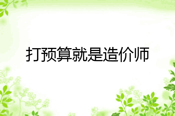 打预算就是造价师