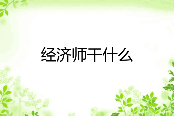 经济师干什么