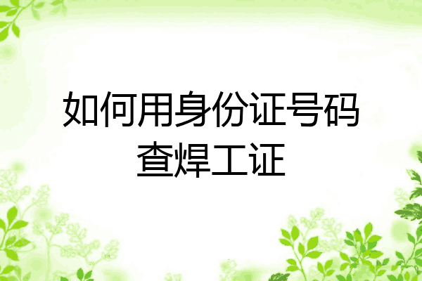 如何用身份证号码查焊工证