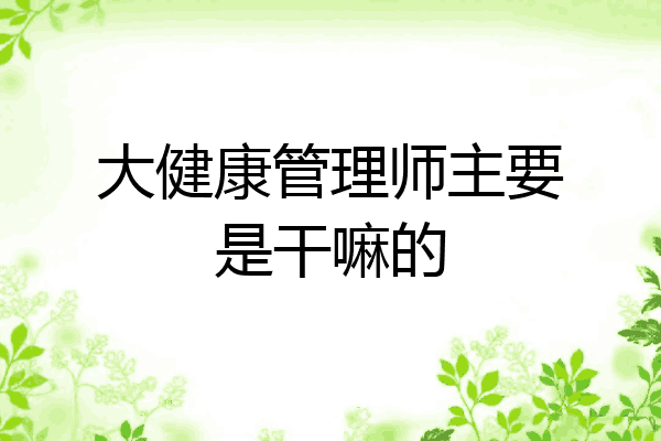 大健康管理师主要是干嘛的