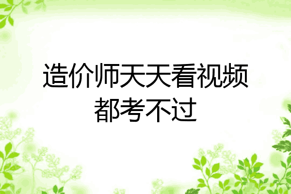 造价师天天看视频都考不过