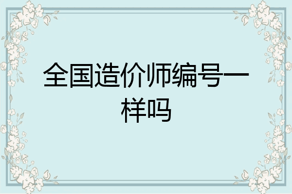 全国造价师编号一样吗