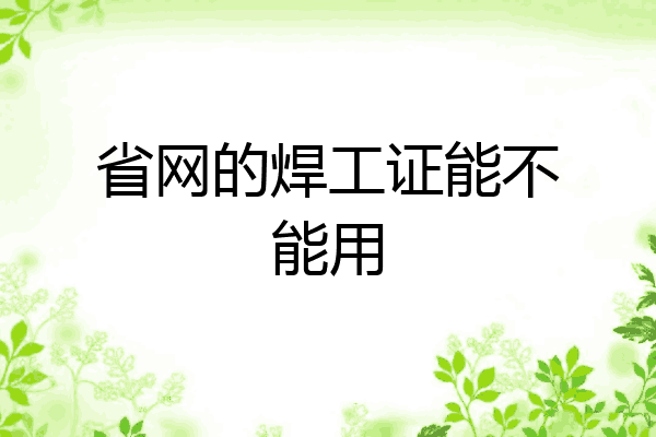省网的焊工证能不能用
