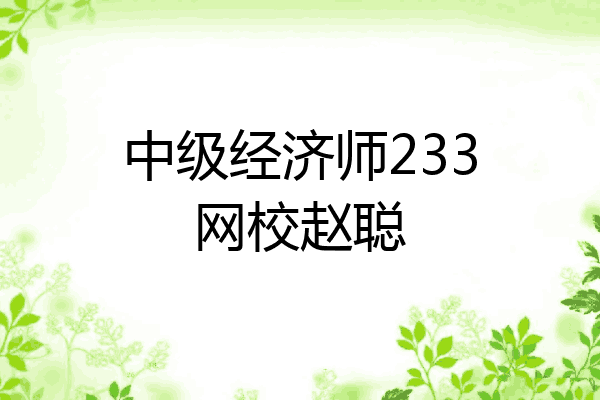 中级经济师233网校赵聪