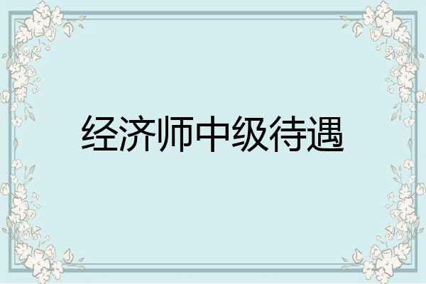 经济师中级待遇