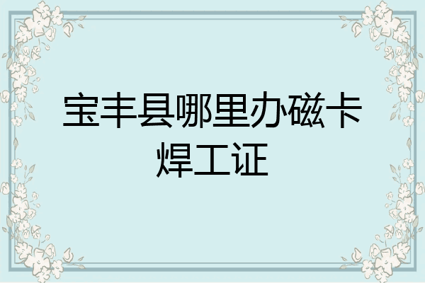 宝丰县哪里办磁卡焊工证