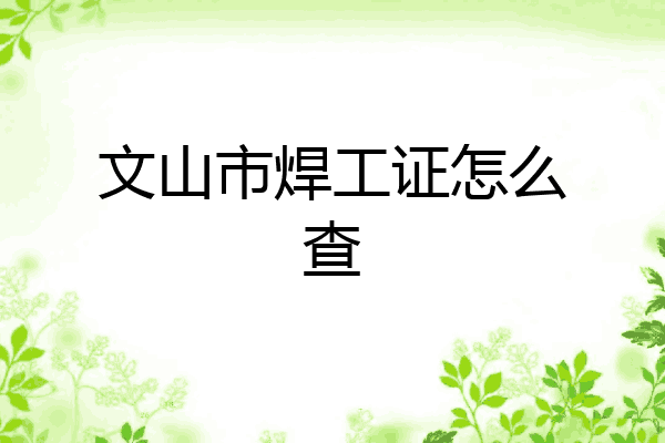 文山市焊工证怎么查