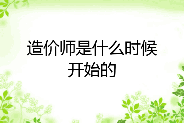 造价师是什么时候开始的