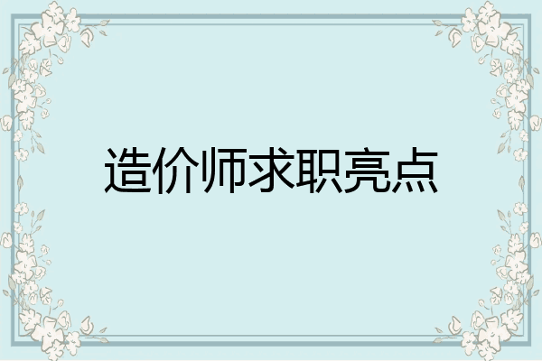 造价师求职亮点