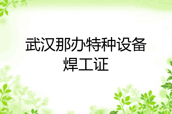 武汉那办特种设备焊工证