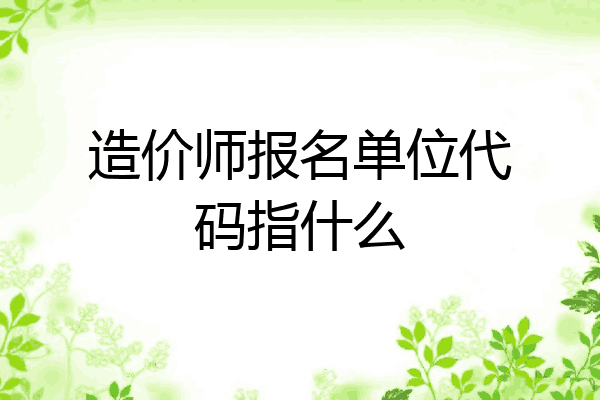 造价师报名单位代码指什么