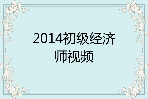 2014初级经济师视频