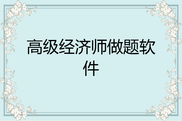 高级经济师做题软件