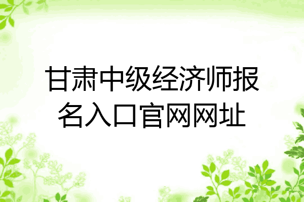 甘肃中级经济师报名入口官网网址