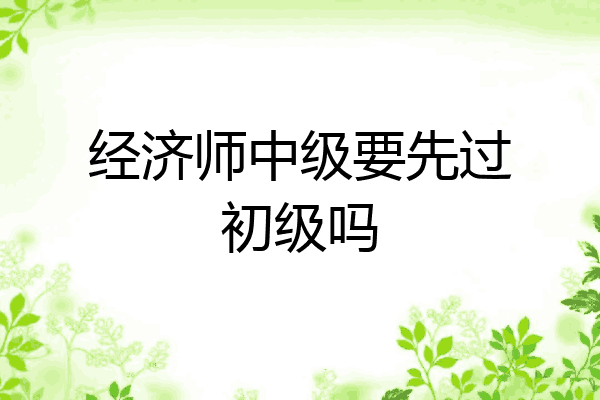 经济师中级要先过初级吗