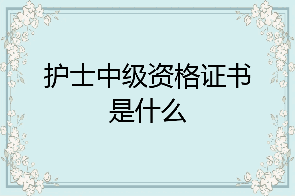 护士中级资格证书是什么