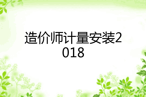 造价师计量安装2018