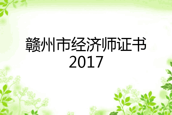 赣州市经济师证书2017