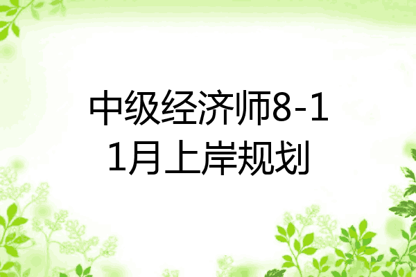 中级经济师8-11月上岸规划